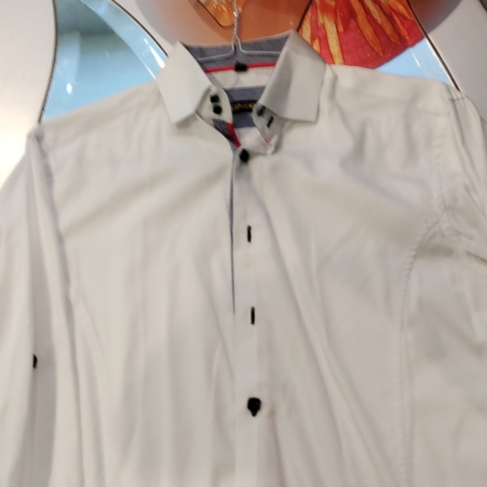 White long sleeve button down dress shirt bespoke